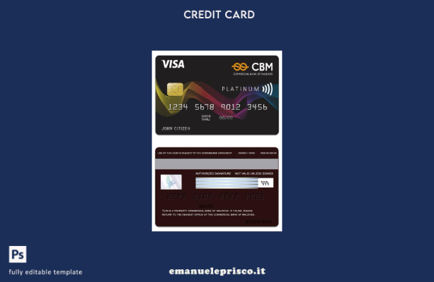 stile verificato Modello di carta Visa Platinum della Maldives Commercial Bank o